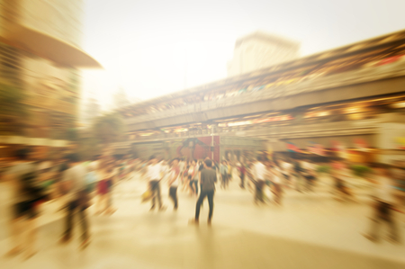 Blur focus background of pedestrian in city.の写真素材