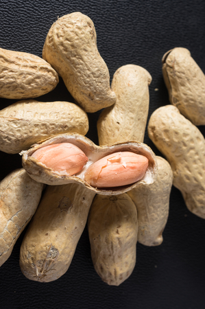 Closeup peanut in shell,food background.
