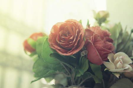 Vintage color filtered artificial rose.の写真素材