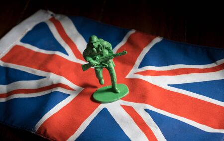 Soldiers toys on Great Britain national flag.の写真素材