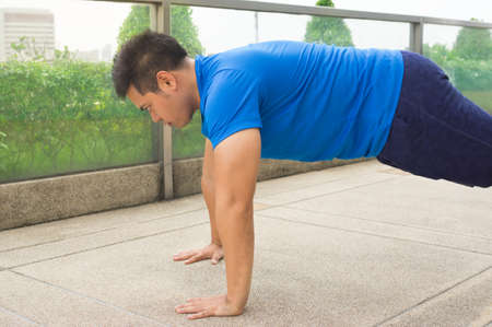 Man stretching leg before run.の写真素材