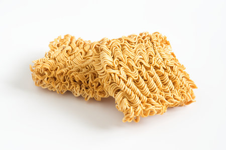 Raw Asian dry instant noodle on white background.の写真素材