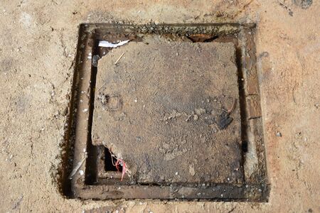 The old drain on the  street in Thailandの写真素材
