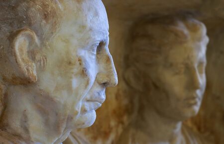 Roman couple on gravestone 2 thousand years oldの写真素材