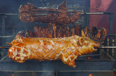 Pork rust, pork on a skewer.の写真素材