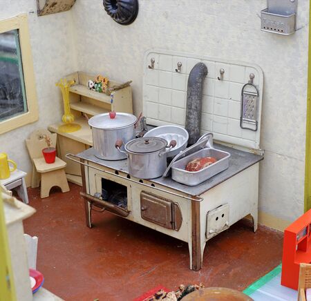 Old flea marked play oven for childrenの写真素材