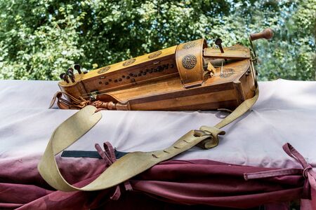 Hurdy-Gurdy instrument waiting to be played on it.の写真素材