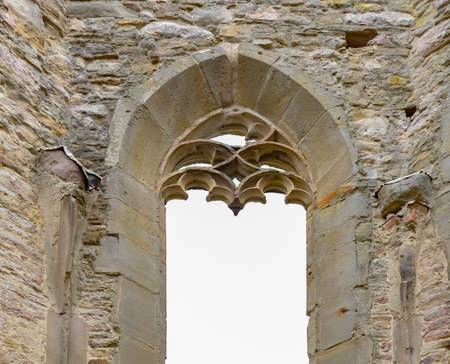 Empty window openings in a church ruin. Belleer Kirche Church in Eckelsheim Rhineland-Palatinate, Germany. Rhine-Hesse.の写真素材