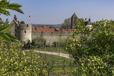 A village with a completely preserved wall from the Middle Ages which still leads around the entire village.の写真素材
