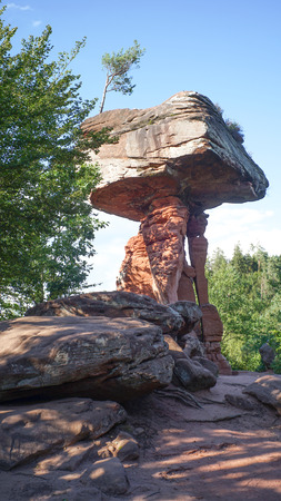 Devils Table Dahner Felsenland Germany. Rhineland-Palatinate. Pfalz. の写真素材
