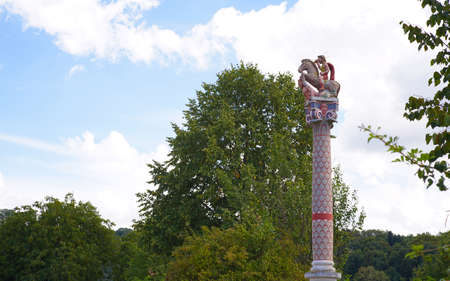 Ancient colored roman giant column. Schwarzenacker Homburg Saar Germany.の写真素材