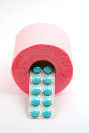 Toilet paper with tabletsの写真素材