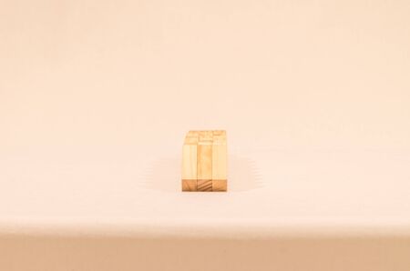 wooden blocks on a white background arrangedの写真素材