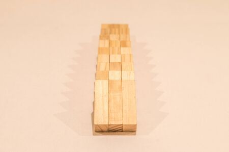 wooden blocks on a white background arrangedの写真素材