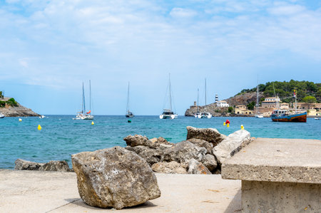 Port de Soller Mallorca Spain sea viewの写真素材