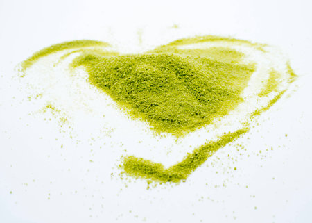 Heart shaped green teaの写真素材