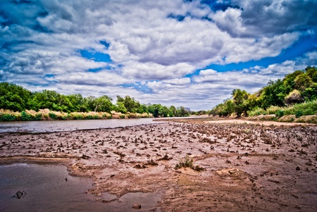 Cloudy riverの写真素材