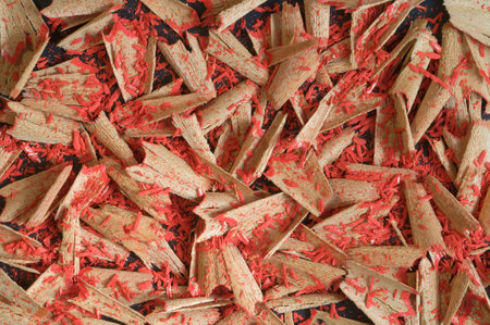 Wooden pencil shavingsの写真素材