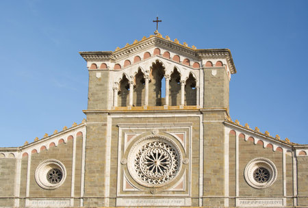 Cathedral of Santa Margherita in the beautiful Cortona in Tuscany Italyの写真素材