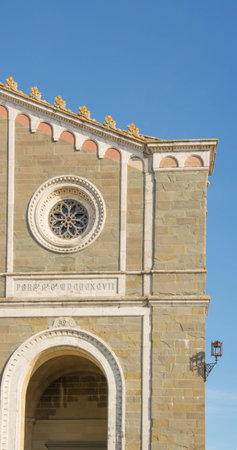 Cathedral of Santa Margherita in the beautiful Cortona in Tuscany Italyの写真素材