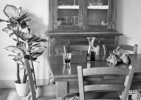 The kitchen laden grapes and its nectar, wineの写真素材