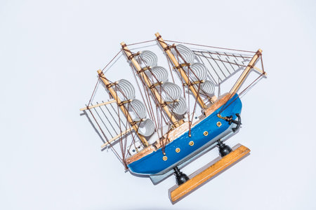 A model of a wooden boat in the old style for children to playの写真素材