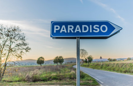 The road that leads to heaven is a place in the town of Lucignano in Tuscanyの写真素材