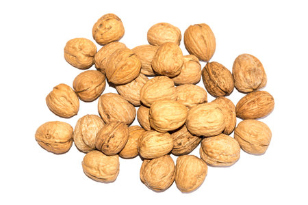 Group of nuts on a white background