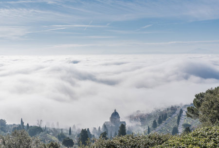 view of medieval town Cortona in Tuscany, Italyの写真素材