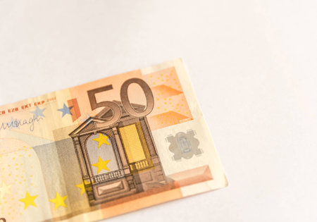 Paper money from 50 euro on white background