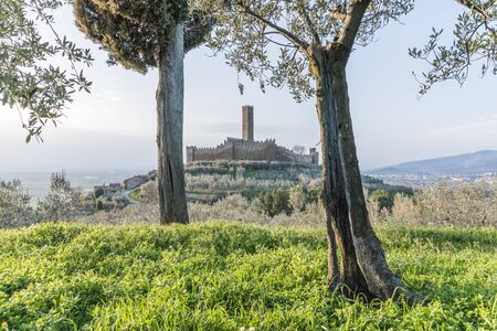 The Montecchio Castle is open to the public and was built in the ninth century and is located in Castiglione Fiorentino in the province of Arezzo in Tuscany, in 1986 was issued a stamp of the castleのeditorial素材