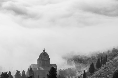 view of medieval town Cortona in Tuscany, Italyの写真素材