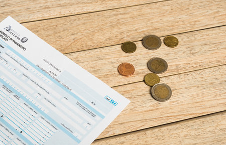 Template form for paying taxes to the state with banknotes, Italy