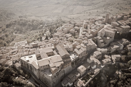 A typical medieval village in Tuscany between Arezzo and Siena - Italyの写真素材