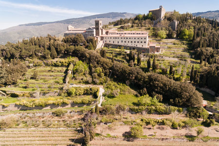 Sanctuary of Santa Margherita in Cortona, Tuscany - Italyの写真素材