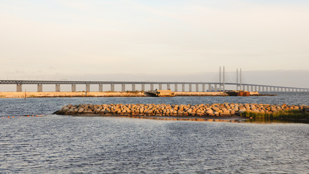 Oredsund bridge from Swedenの写真素材