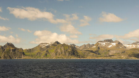 Lofoten islands from the seaの写真素材