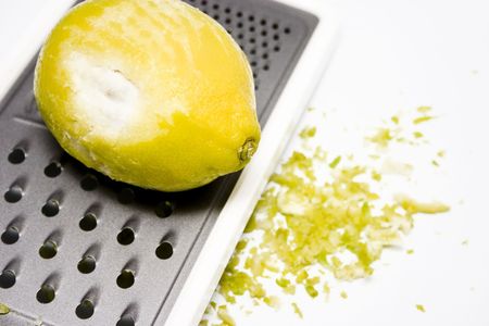 grated yellow lemon rindの写真素材