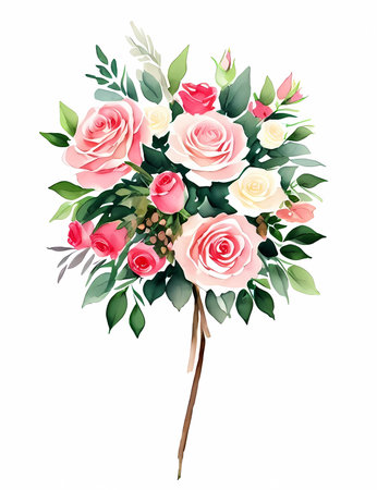 flowers bouquet water colorのイラスト素材
