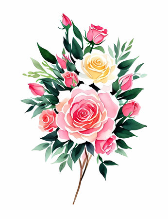 flowers bouquet water colorのイラスト素材