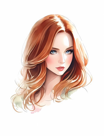 young beautiful girl with ginger hairのイラスト素材