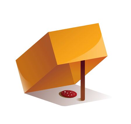Animal trap made of carton box, stick and food baitのイラスト素材