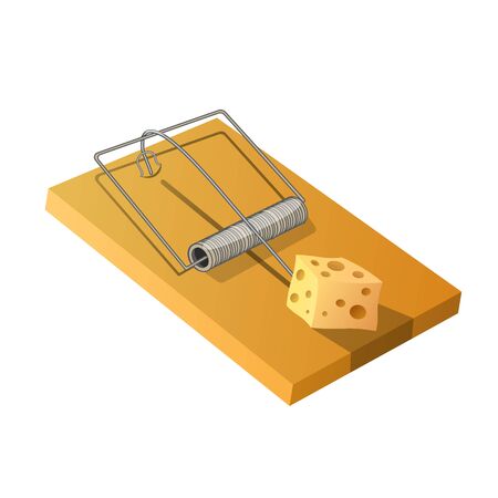 Spring-loaded bar mouse trap isolated on white backgroundのイラスト素材
