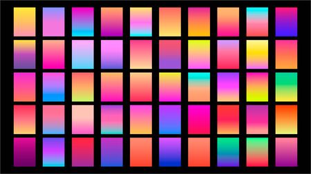 Set of square gradient icons with different colors and shades.のイラスト素材