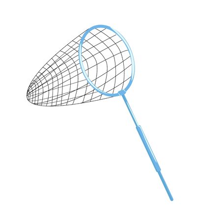 Butterfly net to catch butterflies on a white background. Metal net trap for butterflies.のイラスト素材
