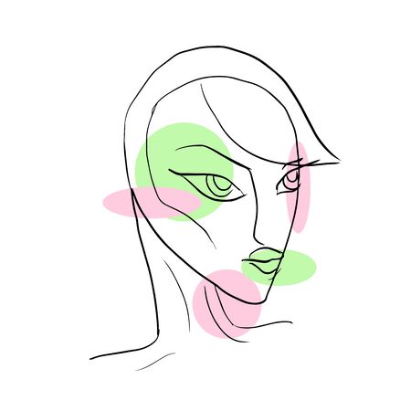 Abstract Woman face one line drawing.のイラスト素材