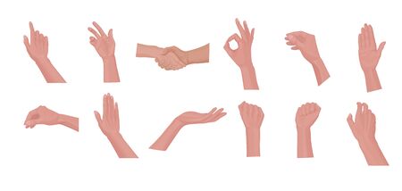Set of different gestures with a human hand.のイラスト素材