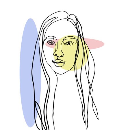 Abstract face of a girl or woman with long hair.のイラスト素材