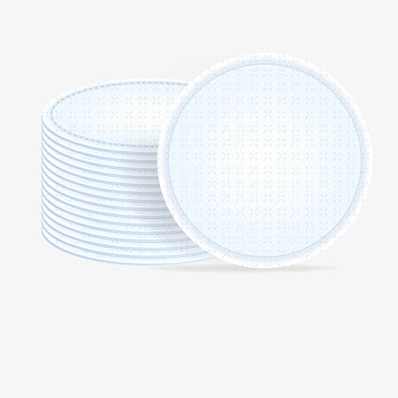A stack of cosmetic cotton pads on a white background.のイラスト素材