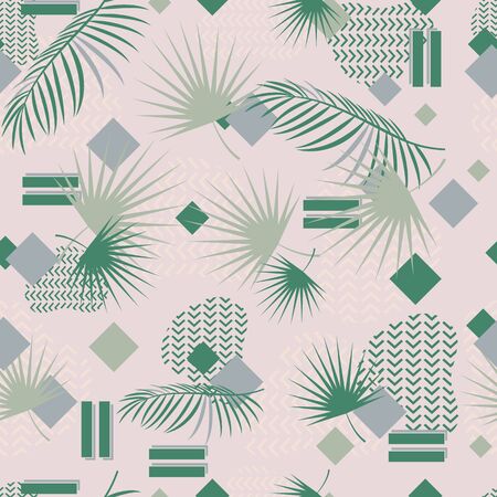 Abstract tropical palm leaves seamless pattern.のイラスト素材
